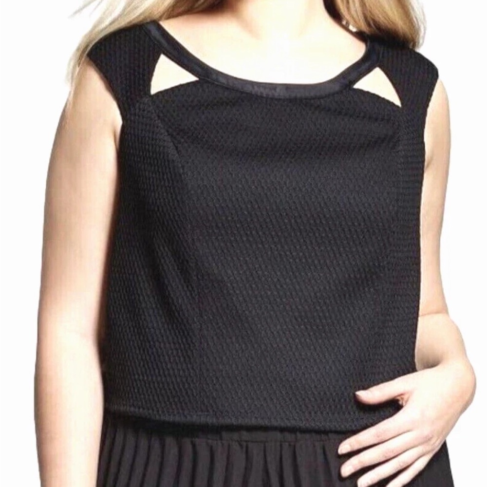 ABS by ALLEN SCHWARTZ BLACK SLEEVELESS CUTOUT CROPPED TOP PLUS SIZE 3X NWT